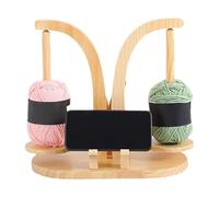 Generico Double Thread Spool Yarn Holder | Pine Wood, 28x14x22cm, 680g | Magnetic Ball Stand with Phone & Tool Holder for Crochet | Gift for Knitting Enthusiasts
