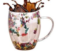 Genérico Double Wall Glass Cappuccino Mugs | 350ml Heatproof Insulated Drinking Mugs | Tea Cups With Handle, Clear Glass Espresso Cups For Latte,Cappuccino, Tea Bag,Hot And Cold Beverages