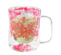 Genérico Double Wall Glass Coffee Mugs - Flower Double Wall Tea Cups | 400ml Elegant espressso Cups | Flower Glasss Tea Cup, Clear Dried Flowers Glass Coffee Mugs With Handle For Hot & Cold Beverages