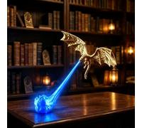 Genérico Dragon Bookshelf Nook Light,3D Printed Fire-Breathing Fantasy Shelf Decor,Red Blue Flame Flying Dragon Design,for Home Office LivingRoom Bedroom Ornament,Gothic Library Collector Gift