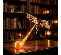 Genérico Dragon Bookshelf Nook Light,3D Printed Fire-Breathing Fantasy Shelf Decor,Red Blue Flame Flying Dragon Design,for Home Office LivingRoom Bedroom Ornament,Gothic Library Collector Gift