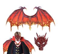 Genérico Dragon Costume, Cosplay Wing Kit, 95x45cm/37.4x17.72 Inches Role Play Mask, Lightweight Foam Wings, Adjustable Elastic Masks, Kids & Adults Sizes, Halloween Parties Pu Foams