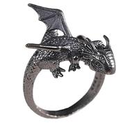 Genérico Dragon Ring - Vintage Adjustable Dragon Ring, Silver Plated