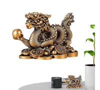 Genérico Dragon Statue - Resin 11x7x6cm | Chinese Coin Dragon Cornucopia Figurine, Dragons Statue Ornament | Wealth Attraction Home Office Decor Good Luck Gift Use
