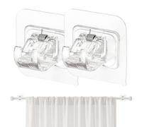 Genérico Drape Rod Holders, 2 Pieces Adhesive Wall Hooks, 4.5x3.48cm Hangers with Strong Load-Bearing, Drill-Free Curtain Support Brackets, Self-Sticking Pole Fasteners for Home Kitchen Apartment
