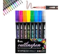 Genérico Dreamy Sparkle Dual-Line Contour Pen, 8/12/24/36/48/60 Colors Double Line Outline Markers, Self Outlining Glitter Pens for Drawing, Art and DIY Card Making (8 colors)