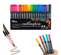 Genérico Dreamy Sparkle Dual-Line Contour Pen, Double Line Outline Art Pen, 12/24/36/48 Colors Self-Outline Metallic Markers Glitter Writing Drawing Pens for Art and DIY (36 Colors)