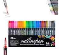 Genérico Dreamy Sparkle Dual-Line Contour Pen, Double Line Outline Pen Sparkle Markers, 12/24/36/48/60 Colors, Quick-Dry Ink for Drawing, Coloring & DIY Crafts (24 Colors)