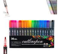 Genérico Dreamy Sparkle Dual-Line Contour Pen, Double Line Outline Pen Sparkle Markers, 12/24/36/48/60 Colors, Quick-Dry Ink for Drawing, Coloring & DIY Crafts (36 Colors)