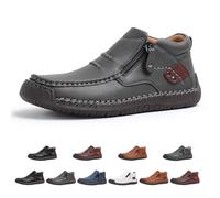 Genérico Drembor Leather Boots, Men’S Handmade Leather Driving Boots, Pressure Relief, Non-Slip Sole For Casual, Travel & Outdoor (Gray,41)