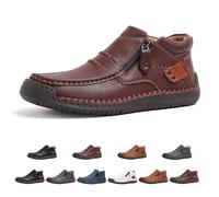 Genérico Drembor Leather Boots, Men’S Handmade Leather Driving Boots, Pressure Relief, Non-Slip Sole For Casual, Travel & Outdoor (Dark brown,42)