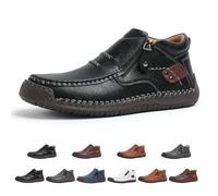 Genérico Drembor Leather Boots, Men’S Handmade Leather Driving Boots, Pressure Relief, Non-Slip Sole For Casual, Travel & Outdoor (Black,50)