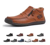 Genérico Drembor Leather Boots, Men’S Handmade Leather Driving Boots, Pressure Relief, Non-Slip Sole For Casual, Travel & Outdoor (Light brown,42)