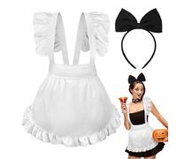 Genérico Dress up Clothes, French Maid Apron - Adorable Maid Waitress Aprons with Cute Bow Headdress, Role Play Costumes, Cosplay Costumes for Maids Dress Up