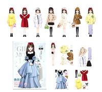 Generico Dress Up Reusable Sticker - Puffy Stickers | Sparkly Winter Sticker Book, Or Children Incluye Princess Mermaid Fairy And Fashion Girl,Travel Airplane Activity Packs for Kids