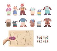 Genérico Dresses Toys Animal Design, Dress Up Dolls, Wooden Educational Board Puzzles Match Play Outfits for Kids Classroom Preschool Pretend Play Travel Birthday Christmas