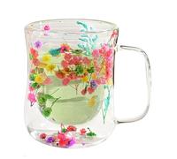 Genérico Dried Flowers Glass - Cups Elegant Tea, 400ml Flower | Clear Espresso Coffee Mugs, Handle Women Her Drinking Accessory Component For Kitchen Household