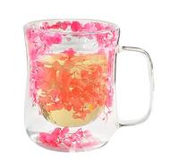 Genérico Dried Flowers Glass - Cups Elegant Tea, 400ml Flower | Clear Espresso Coffee Mugs, Handle Women Her Drinking Accessory Component For Kitchen Household