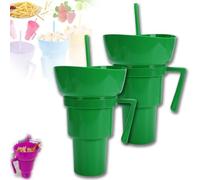 Genérico Drink Cup with Snack Bowl, Cup Bowl Combo with Straw Leak Proof, Stadium Tumbler with Snack Bowl, So You Can Sip and Snacks with One Hand, Anywhere You Go (DD)
