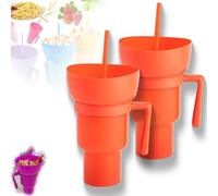 Genérico Drink Cup with Snack Bowl, Cup Bowl Combo with Straw Leak Proof, Stadium Tumbler with Snack Bowl, So You Can Sip and Snacks with One Hand, Anywhere You Go (EE)