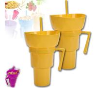 Genérico Drink Cup with Snack Bowl, Cup Bowl Combo with Straw Leak Proof, Stadium Tumbler with Snack Bowl, So You Can Sip and Snacks with One Hand, Anywhere You Go (AA)