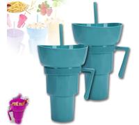 Genérico Drink Cup with Snack Bowl, Cup Bowl Combo with Straw Leak Proof, Stadium Tumbler with Snack Bowl, So You Can Sip and Snacks with One Hand, Anywhere You Go (CC)