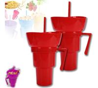 Genérico Drink Cup with Snack Bowl, Cup Bowl Combo with Straw Leak Proof, Stadium Tumbler with Snack Bowl, So You Can Sip and Snacks with One Hand, Anywhere You Go (BB)