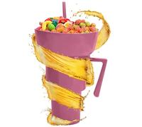 Genérico Drinking Cup, Food Holder, Leakproof Container with Double Compartment Design, Easy to Carry and Clean, Party Cup for Outdoor Tea, Chips, Dessert, Travel, Home Use, Multicolor