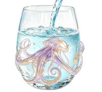 Genérico Drinking Glasses - 12oz Transparent Sea Animal Kitchen Glassware