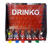 Generico Drinko - Juego de beber con 6 vasos Shot de cristal, fichas de colores, tablero rojo y negro
