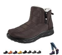 Genérico Dritnow Boots,Dritnow Shoes Women'S Warm Snow Boots,Winter Outdoor Comfortables Non-Slip Side Zipper Ankle Booties,Comfortable and Warmfur Lining (Brown,32 1/3)