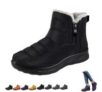 Genérico Dritnow Boots,Dritnow Shoes Women'S Warm Snow Boots,Winter Outdoor Comfortables Non-Slip Side Zipper Ankle Booties,Comfortable and Warmfur Lining (Black,32)