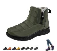 Genérico Dritnow Boots,Dritnow Shoes Women'S Warm Snow Boots,Winter Outdoor Comfortables Non-Slip Side Zipper Ankle Booties,Comfortable and Warmfur Lining (Green,33.5)