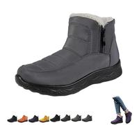 Genérico Dritnow Boots,Dritnow Shoes Women'S Warm Snow Boots,Winter Outdoor Comfortables Non-Slip Side Zipper Ankle Booties,Comfortable and Warmfur Lining (Grey,32 2/3)