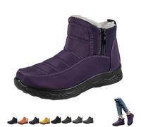 Genérico Dritnow Boots,Dritnow Shoes Women'S Warm Snow Boots,Winter Outdoor Comfortables Non-Slip Side Zipper Ankle Booties,Comfortable and Warmfur Lining (Purple,32.5)