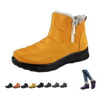 Genérico Dritnow Boots,Dritnow Shoes Women'S Warm Snow Boots,Winter Outdoor Comfortables Non-Slip Side Zipper Ankle Booties,Comfortable and Warmfur Lining (Yellow,32.5)