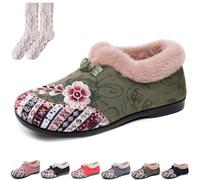 Genérico Dritnow Boots, Women’s Warm Floral Embroidered Winter Shoes, Cozy, Lightweight & Non-Slip Everyday Shoes for Women (Green,39)