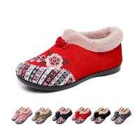 Genérico Dritnow Boots, Women’s Warm Floral Winter Ankle Boots, Cozy Fleece Lined Ankle Boots for Women, Lightweight Everyday Shoess (Red,42)