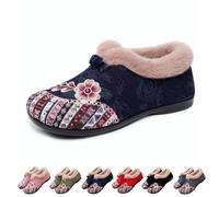 Genérico Dritnow Boots, Women’s Warm Floral Winter Ankle Boots, Cozy Fleece Lined Ankle Boots for Women, Lightweight Everyday Shoess (Blue,40)