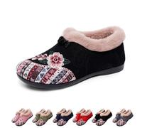 Genérico Dritnow Boots, Women’s Warm Floral Winter Ankle Boots, Cozy Fleece Lined Ankle Boots for Women, Lightweight Everyday Shoess (Black,38)