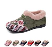 Genérico Dritnow Boots, Women’s Warm Floral Winter Ankle Boots, Cozy Fleece Lined Ankle Boots for Women, Lightweight Everyday Shoess (Green,39)