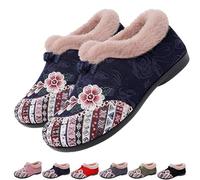 Genérico Dritnow Boots, Women's Warm Floral Embroidered Winter Shoes, Lightweight & Non-Slip Everyday Shoes (Blue,44)