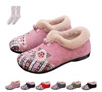 Genérico Dritnow Womens Warm Floral Embroidered Winter Shoes, Dritnow Boots for Women, Cozy, Lightweight & Non-Slip (37,Pink)