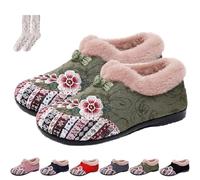 Genérico Dritnow Womens Warm Floral Embroidered Winter Shoes, Dritnow Boots for Women, Cozy, Lightweight & Non-Slip (39,Green)