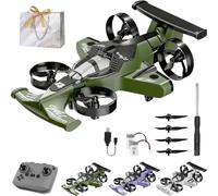 Genérico Dron de Coche de Doble Modo Recargable - Conduce • Vuela • Domina Cualquier Terreno, dron de Coche Volador 2 en 1 con Modo terrestre y aéreo, Recargable por USB y Control Remoto,Bronze