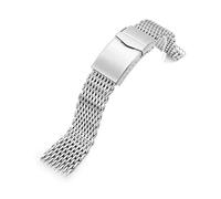 Genérico DSHDFJ Correa De Reloj De Acero Inoxidable, Correa De Reloj De Doble Hebilla Sólida, Accesorios De Relojes, Correa De Malla De Bucle Milanés De Lujo 18 20 22mm(Silver,22mm)