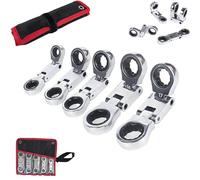 Genérico Dual-Drive Nano Flex-Head Pocket Ratchet, 5 Pack Mini Ratchet Wrench, 3/4“ Flex Head Ratcheting Wrench Set, 8-19mm, Ratchets Spanner Crooked for Narrow Spaces (1Pcs)