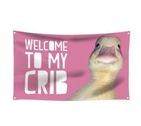 Genérico Duck Wall Flag - Welcome To My Crib Tapestry For Rooms | Polyester Material With Bold Print, Versatile Wall Decor Banner For Dorm Bedroom Parties Supplies Yard Display