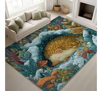 Genérico Durable Alfombra Animal Cuento de Hadas Suave Tapiss Bosque Madera Escena de Invierno No Pierde Sus Cerdas Erizo Nieve Cueva Champiñones Alfombra 50 x 80 cm Pasillo Entrada
