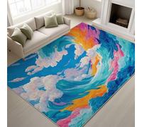 Genérico Durable Alfombra Estilo Japonés Anime Suave Tapiss Cielo Azul Colores Vives No Pierde Sus Pelos Nubes Océano Alfombra 80 x 150 cm Salón Dormitorio, Oficina